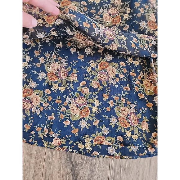 Vg Liz Claiborne LizSport Turquoise Floral Maxi Skirt sz 6 Rose Tiered 90s Fairy - Picture 3 of 13